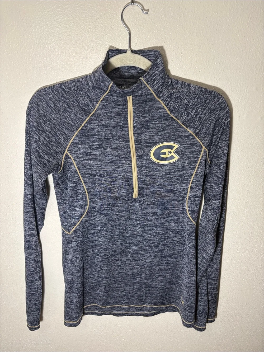 Under Armour Navy Heather Half-Zip Pullover with Cream Accents